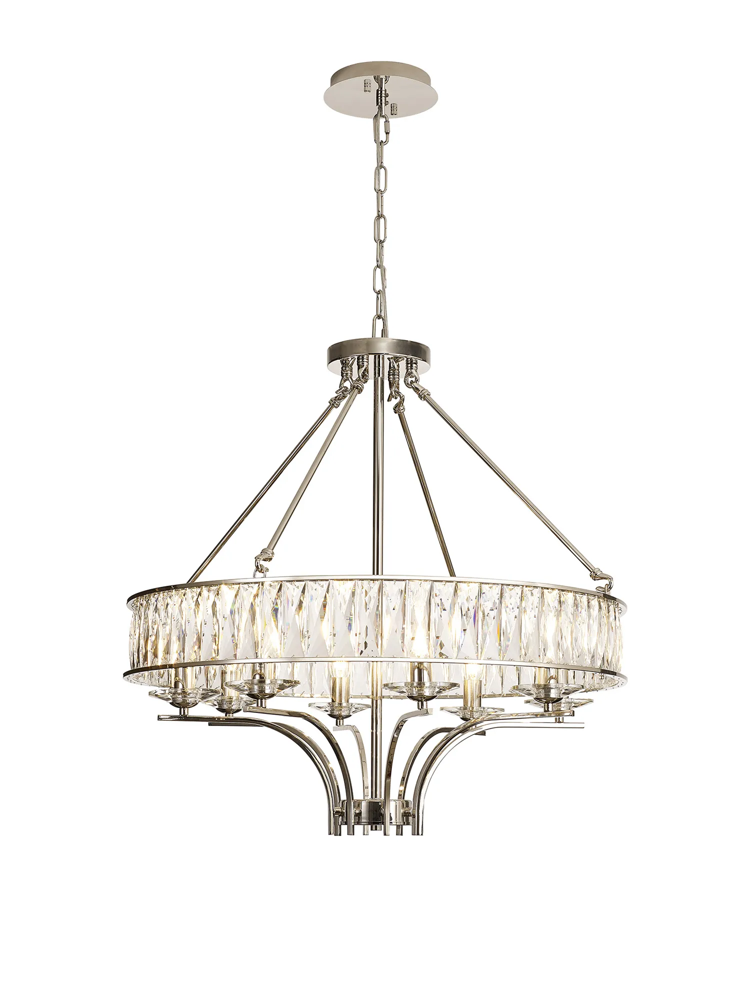 Vivienne Crystal Pendant/Semi Ceiling 8 Light Polished Nickel IL31820  Diyas Vivienne Polished Nickel